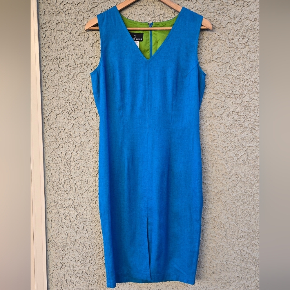 Carol Little Vintage Bright Blue Sleeveless Dress